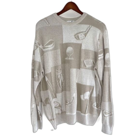 Cypress Links Golf Clubs Sweater Mens XL Top Raised Knit Long Sleeve Tan Neutral - Picture 9 of 9